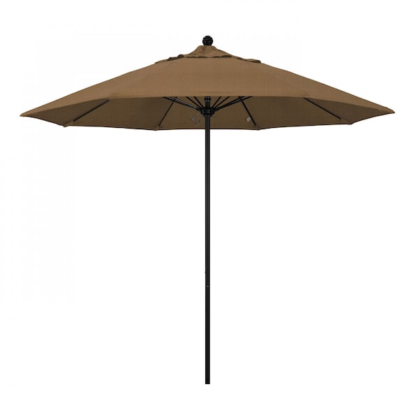 California Umbrella 9' Black Aluminum Market Patio Umbrella, Olefin Woven Sesame 194061335703 - main